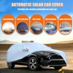 Solar Powered Car Cover for Outdoor Parking – Electric Automatic Retractable Sun Shade,Portable Battery-Powered Heat Shield Fit Sedan SUV Mpv gold-3XXL - Image 7