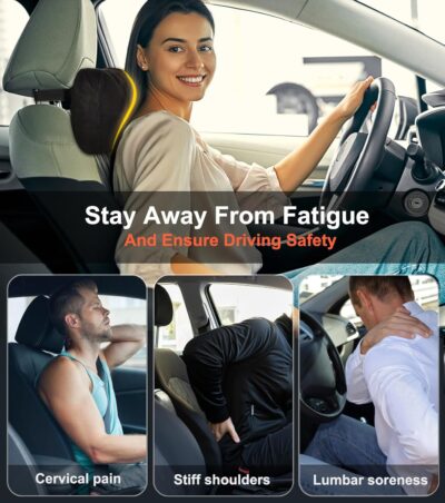 2Pcs Car Neck Pillow, Super Soft Du-Pont Bio Cotton Neck Pillow for Driving, Suede Fabric Car Headrest Pillow, Make Your Driving More Comfortable, Suitable, Traveling (Interstellar Black) - Image 2