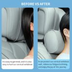 Car Headrest Pillow for Driving - Luxury Leather 100% Memory Foam, Ergonomic Neck Support - Universal Fit Head Rest Travel Pillow for Most Cars, Home & Office, Gray, 2 Pack - Image 6