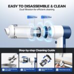Car Vacuum Cleaner Cordless, 4 in 1 Portable Vacuum Cleaner 16000PA High Power Air Duster & Air Blower & Pump, Rechargeable Handheld Vacuum with Brushless Motor, Multi-Nozzles for Car, Home, Office - Image 6