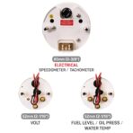 RACETECH Classic 6 Gauge Set - 85mm 3-3/8" Electrical Speedometer Tachometer - 52mm 2-1/16" Voltage Fuel Level Water Temperature Oil Pressure - 140MPH 240-33 Ohm - Black Dial White Needle - Image 4