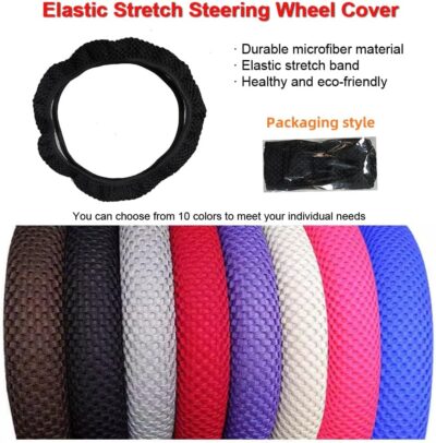 Hiflyer Steering Wheel Cover - Universal 14.5-15 Inch, Soft Microfiber Car Wheel Cover for Women & Men (Black) - Image 3