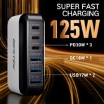 BESTEK Multi Ports USB Car Charger, Fast Charge 125W 14A Quick Charge 3.0 & USB-C PD Car Charger Adapter with Smart Identification for Cell Phones, Tablets and Other USB Devices - Image 2