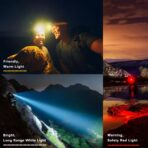Headlamp Rechargeable, Lightweight LED Head Lamp, Motion Sensor Head Flashlight, Super Bright Waterproof Head Light for Camping, Running, Reading, Work, and Everyday Carry (EDC) - Image 3