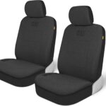 Cat CozyBlend Car Seat Covers, Charcoal Heather - Premium Jersey Fabric Seat Covers for Cars Trucks SUV, Breathable Cotton Car Seat Covers Front Seats Only, Universal Fit Automotive Interior Covers