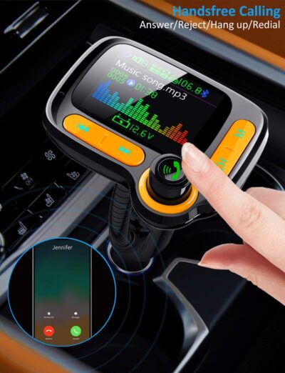 TSNAM Bluetooth FM Transmitter Car Adapter,Support Wireless Handsfree Call and MP3 Music/APP Audio Play,1.8" Color Screen,3 USB Charger,3.5mm AUX Port,Compatible with iPhone,iPad,Samsung and More - Image 2