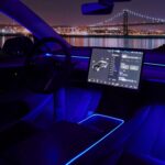 Nestour Interior Car Neon Lights Fit for Tesla Model 3 Y 2021 2022 2023 (Center Console+Dashboard+2 Foot Lights) with Armrest Organizer, Tesla Ambient Lighting, APP-Controlled RGB LED Strip Lights
