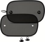 2 Pack Car Window Shades, Universal UV Protection Sunshade for Side Windows, Strong Light Glare Blocking Suction Cup Curtain, Privacy Shield for Baby Sleeping Camping Napping, Fit 98% Most Cars