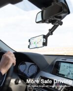 Rear View Mirror Car Phone Holder Clip - [Four Claws Anti-Shake] Cell Phone Mount for Car Rearview Mirror with 360° Rotatable & Retractable for iPhone Air 17 Pro Max 16 15 14 13 12, 4-7" Smartphones - Image 2