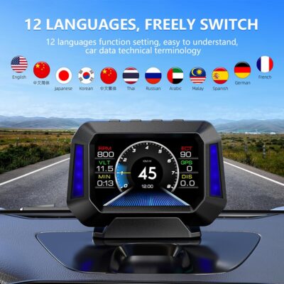 AZIJYV Obd2 Gauge Display P21, Heads Up Display for Cars, Displaying Multiple Functions, Speedometer, Slope Meter, Digital Speedometer for car Suitable for After 2009 - Image 4