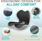 Seat Cushion for Office Chair, Car and Wheelchair Use, with Lumbar Support Pillow and Memory Foam Coccyx Cushion for Tailbone, Back, Sciatica, Ergonomic seat Cushion - Image 6
