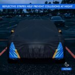 Tesla Model 3 Car Cover Waterproof All Weather, 6 Layers Outdoor Full Exterior Cover Rain Sun UV Snowproof Protection with Zipper Cotton, Mirror Pocket and Charging Port - Image 4