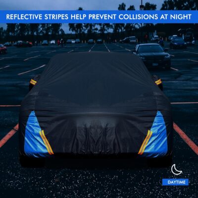 Tesla Model 3 Car Cover Waterproof All Weather, 6 Layers Outdoor Full Exterior Cover Rain Sun UV Snowproof Protection with Zipper Cotton, Mirror Pocket and Charging Port - Image 4