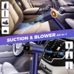 Vizeusvac Handheld Car Vacuum Portable Cordless,18000PA High Power Vacuum Cleaner with Brushless Motor.7 in 1 Mini Hand Held Vacuum Rechargeable AirDuster/Blower for Car,Home,Ofice,Pet - Image 4