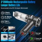 Handheld Car Vacuum Cleaner Cordless,18000PA High Power Portable Vacuum Cleaner&Air Duster,3 Gear,7 in 1 Small Vacuum Cleaner Rechargeable,Mini Hand Held Vacuum for Car Home Office Keyboard - Image 6