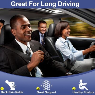 BYMECOST Lumbar Support Pillow for Car, Memory Foam Car Seat Back Support Pillow for Driving, Back Cushion with Strap for Pain Relief, Ergonomic Back Cushion for Office Chair, Wheelchair (Black) - Image 3