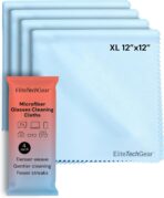 Elite Screens Microfiber Cleaning Cloth - 12" x 12", 4-Pack, Blue - Oversized Screen Cleaning Cloth - Streak-Free Glasses Wipes - Scratch-Resistant Lens Wipes for Eyeglasses