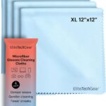 Elite Screens Microfiber Cleaning Cloth - 12" x 12", 4-Pack, Blue - Oversized Screen Cleaning Cloth - Streak-Free Glasses Wipes - Scratch-Resistant Lens Wipes for Eyeglasses