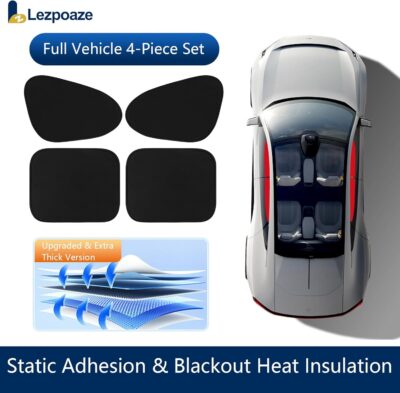 4-Pack Car Window Shades, Static Cling Foldable Sun Shades, 99% UV & Glare Blocker. Semi-Coverage Design for Unobstructed View, Universal Fit for Most Cars, SUVs, Minivans — Perfect for Road Trips. - Image 2