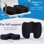 Seat Cushion & Lumbar Support Pillow for Office Chair, Car, Wheelchair Memory Foam Desk Chair Cushion for Sciatica, Lower Back & Tailbone Pain Relief Desk Pad with Adjustable Strap 3D Washable Cover - Image 6