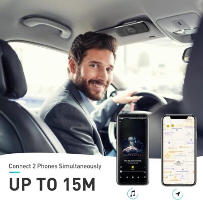 AGPTEK Car Speaker with Bluetooth 5.3, Hands Free Phone Kit for Calls, GPS & Music with TF Card Slot, Instant Connect, Siri Google Assistant Support Wireless Car Visor Clip Speakerphone (Black) - Image 3