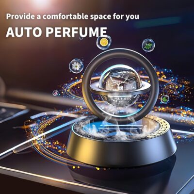 Kwak’s Solar-Powered Rotating Car Decoration – Auto-Spinning Crystal Ball with Subtle Scent, Refillable Air Freshener Pad for Dashboard (Black-1) - Image 3