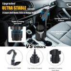 Car Phone Mount with Cup Holder Expander - Upgraded Anti-Shake 2-in-1 Cup Phone Holder for SUVS Trucks with Adjustable Aluminium Alloy Long Neck, fit for iPhone Samsung Galaxy (Black) - Image 3