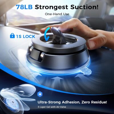 ACMEZING NeverFall Car Phone Holder for MagSafe [78+LBS Ultra Grip | 2400gf Magnetic Power] 360° Foldable Car Mount Cell Phone Holders for Your Car for iPhone 17-12 & All Speakerphones, Carbon Fiber - Image 3