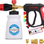 DUSICHIN Foam Cannon Short Pressure Washer Gun 1/4 Inch Quick Connector,Car Wash Foam Gun with 5 Pressure Washer Nozzle Tips 3/8'' Swivel Quick Connector,Additional Orifice Nozzle 1.04mm Car Washing