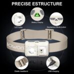 Led Headlamp Rechargeable, Super Bright Headlight Flashlight with Red Light, Motion Sensor Head Lights for Forehead, Waterproof Lightweight for Adults, Outdoors, Camping, Running - Image 2