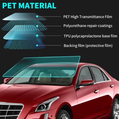 Windshield Tint Strip, 2 Pack Window Tint Car, 5% VLT Sun Shading Heat & UV Protection Windshield Solar Protection Film for Cars, Include 2 Squeegee, 59.06 x 7.87 Inch - Image 7