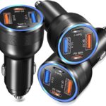 USB C Car Charger 3 Pack, Bangfun 4-Port 65W Dual 12V USB-C & USB A Car Charger Power Adapter QC+PD 3.0 Fast Charging Cigarette Lighter Plug for iPhone 16/15/14/13/11 Pro,Samsung S24,Android(Black)