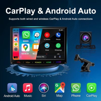 7-Inch Wireless Apple CarPlay & Android Auto Portable Car Screen, Auto Brightness Adjustment, Supports HD Video, with HD Backup Camera - Image 5