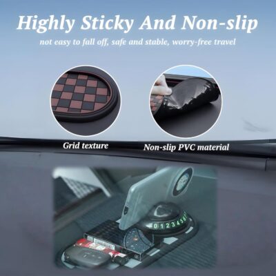Car Dashboard Mat Kit: 360° Rotating Phone Holder, Parking Number Plate, Universal Anti-Slip Organizer Pad (Luxury Gold) - Image 4