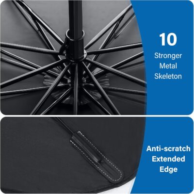 Windshield Sun Shade Umbrella - Foldable Car Window Shades, Reflective Car Sun Shade Windshield, Front Sun Shade for Cars Windshield for Hatchback, Truck, SUV, MPV (57"x31.5") - Image 4