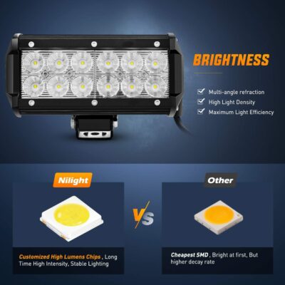 Nilight - 4PCS 36W 6.5 Inch Flood LED Light Bar Off Road Super Bright Driving Fog Boat Driving LED Work Light for Jeep - Image 3