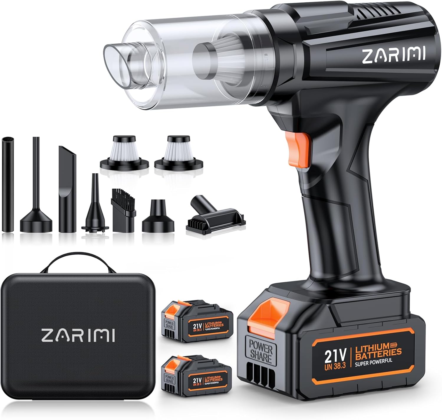 71Ei-NfssRL._AC_SL1500_.jpg Cordless Handheld Car Vacuum Cleaner, 50,000Pa High-Power Brushless Motor, Rechargeable Dust Buster with 2 Batteries & Charger, 6-in-1 Portable Vacuum Cleaners for Home, Pet Hair, Bright Black - Image 1