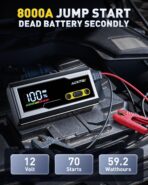 AUXITO Jump Starter 8000A Portable Car Battery Jump Starter with Large LCD Display Jump Cable with Smart Clamps Power Bank Emergency Flashlight for Cars Heavy Duty Jumper Box for Car Battery - Image 2