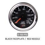 RACETECH 52mm (2-1/16") 150 PSI Mechanical Air Suspension Pressure Gauge – Black Dial, Chrome Bezel, 1/8 NPT – for Air Ride Suspension Systems - Image 3