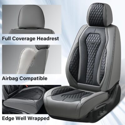 Coverado Car Seat Covers Front Pair, Black Seat Covers, Automotive Car Seat Cover, Car Seat Cushion, Car Seat Covers 2 Pack, Car Seat Protector Universal Fit Most Cars - Image 2