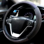 Bling Steering Wheel Cover, Bling Crystal Rhinestone Steering Wheel Cover Universal, 15 Inch Sparkling Anti-Slip Wheel Protector for Women or Girls, Easy Installation and Cleaning(Half Black)