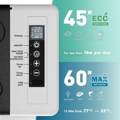 EUHOMY 12 Volt Refrigerator, 19QT(18L) Compressor Electric Cooler APP Control, Car Fridge -4℉~68℉, Portable Refrigerator 12/24V DC 100-240V AC, Portable Freezer for Camping, Travel, Boat - Image 5