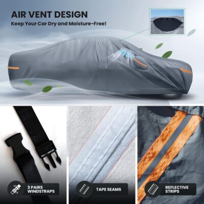 Waterproof Porsche Cayenne(2010-2026) Car Cover with Breathable Vents, [2026 Upgrade] Premium Covers with Cotton Liner and Zipper Door - Image 6