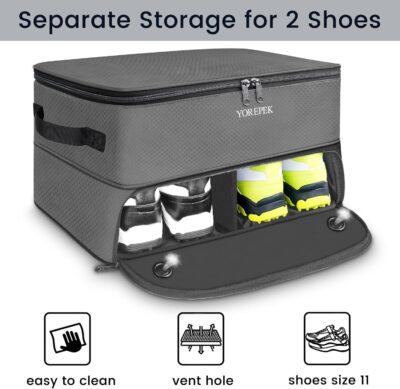 YOREPEK 2 Layer Golf Trunk Organizer, Golf Gifts for Men with Separate Ventilated Compartment for 2 Pair Shoes, Waterproof Car Trunk Locker for Balls, Tees, Clothes, Gloves, Gifts for Golfers - Image 4