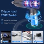 Car Vacuum Portable Cordless, 21000PA 4 in 1 Suck/Blow/Pump/Charger 120W Handheld Car Vacuum Cleaner and Air Duster, Brushless Motor Multi-Nozzles for Home Office Grey - Image 4
