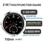 RACETECH 110mm (4-3/8") 2 Gauge Set - 2in1 GPS Speedometer Tachometer + 4in1 Oil, Water Fuel Volt Gauge Set – 7 Color LED Black Dial IP67 Waterproof 12V/24V – for Car Truck, Moto, Marine - Image 4
