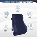 Samsonite Ergonomic Lumbar Support Pillow for Office Chair and Car Seat - Memory Foam Back Support Lumbar Pillow, Premium Cushion Chair Support for Lower Back Pain Relief and Versatile Use (Navy) - Image 7