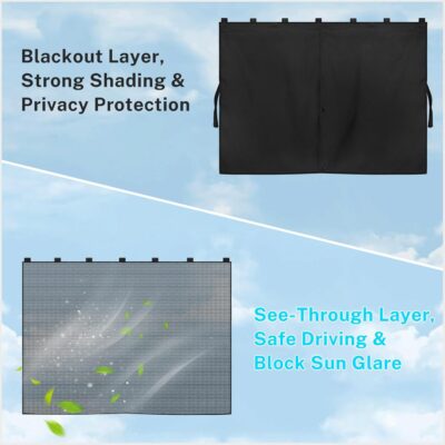 Car Window Shades, Double Layers Magnetic Car Sun Shade for Baby, Blackout/See Through Back Side Window Covers, Auto Window Curtains for UV Protection - Image 7