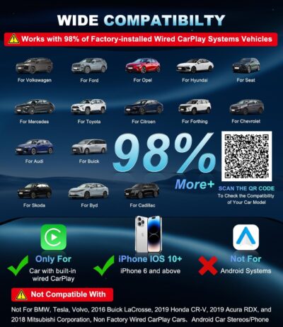 CarPlay Wireless Adapter for Apple, 2026 Upgrade Wired to Wireless CarPlay Adapter, Car Play Dongle Stick Only for Apple Wired CarPlay Cars and for iPhone iOS 10+, Plug & Play, Fast Stable Connection - Image 2