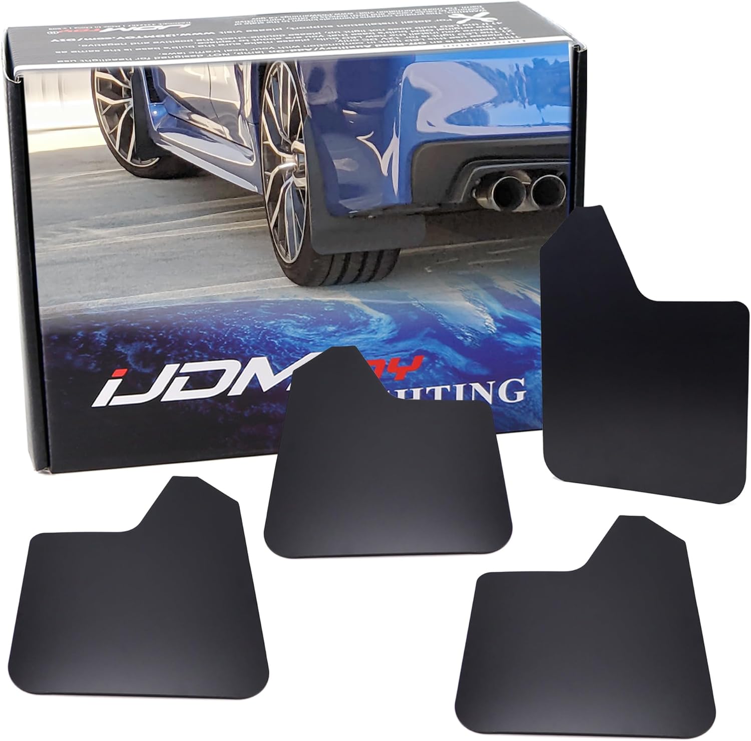 71FCa5D4vtL._AC_SL1500_.jpg iJDMTOY Set of 4 Front & Rear Black Rally Mud Flap Armor Guards Compatible with Subaru WRX Impreza Forester Outback Crosstrek XV Rally Sports, Also Universal Fit for Other Cars - Image 1